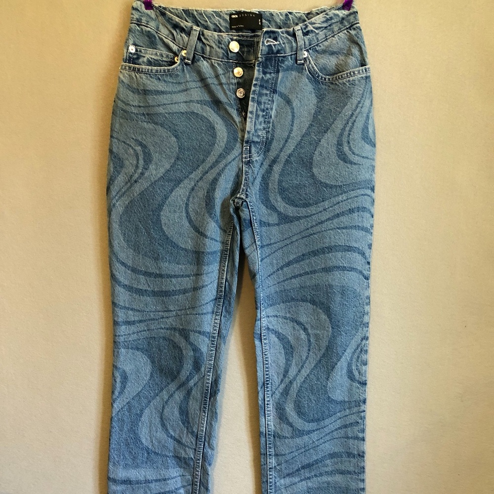 High-Rise Button Fly Swirl Jeans